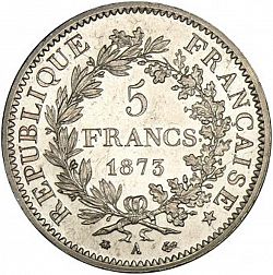 Large Reverse for 5 Francs 1873 coin