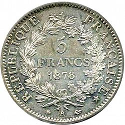 Large Reverse for 5 Francs 1878 coin