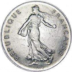 Large Obverse for 5 Francs 1972 coin