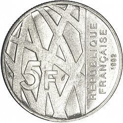 Large Reverse for 5 Francs 1992 coin