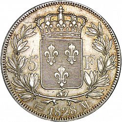 Large Reverse for 5 Francs 1828 coin