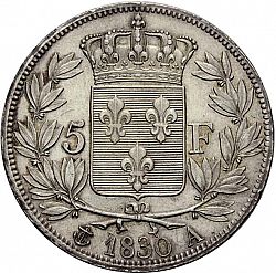 Large Reverse for 5 Francs 1830 coin