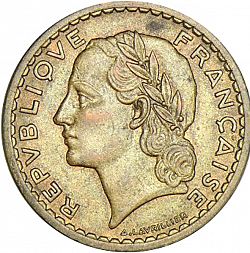 Large Obverse for 5 Francs 1947 coin