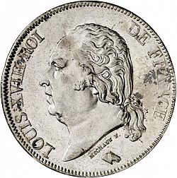 Large Obverse for 5 Francs 1824 coin