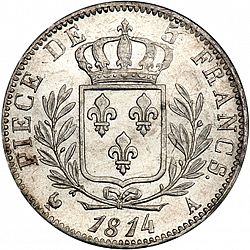 Large Reverse for 5 Francs 1814 coin