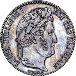 Large Obverse for 5 Francs 1837 coin