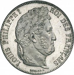 Large Obverse for 5 Francs 1842 coin