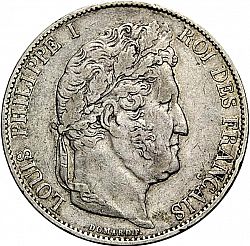 Large Obverse for 5 Francs 1847 coin