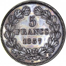 Large Reverse for 5 Francs 1837 coin