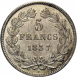 Large Reverse for 5 Francs 1837 coin