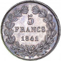 Large Reverse for 5 Francs 1841 coin