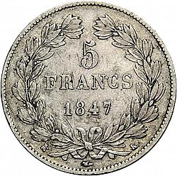 Large Reverse for 5 Francs 1847 coin