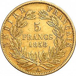 Large Reverse for 5 Francs 1858 coin