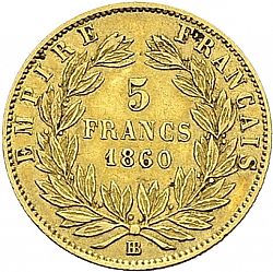 Large Reverse for 5 Francs 1860 coin