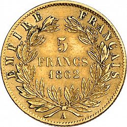 Large Reverse for 5 Francs 1862 coin