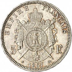 Large Reverse for 5 Francs 1867 coin