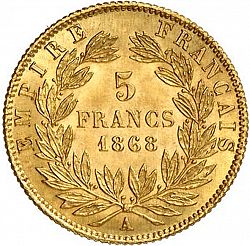 Large Reverse for 5 Francs 1868 coin