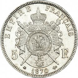 Large Reverse for 5 Francs 1870 coin