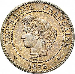 Large Obverse for 5 Centimes 1872 coin