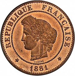 Large Obverse for 5 Centimes 1881 coin