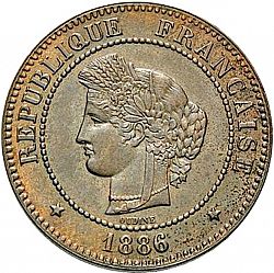 Large Obverse for 5 Centimes 1886 coin