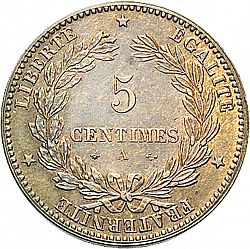 Large Reverse for 5 Centimes 1872 coin