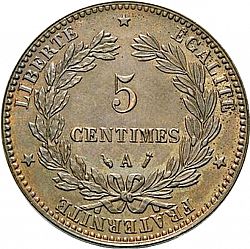 Large Reverse for 5 Centimes 1886 coin