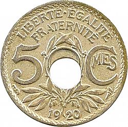 Large Reverse for 5 Centimes 1920 coin