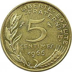 Large Reverse for 5 Centimes 1966 coin