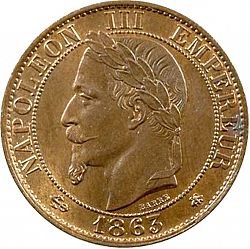 Large Obverse for 5 Centimes 1863 coin