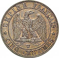 Large Reverse for 5 Centimes 1853 coin