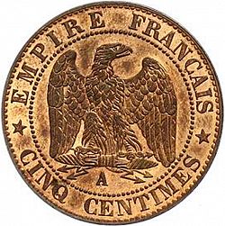 Large Reverse for 5 Centimes 1854 coin