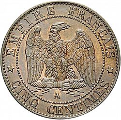 Large Reverse for 5 Centimes 1855 coin