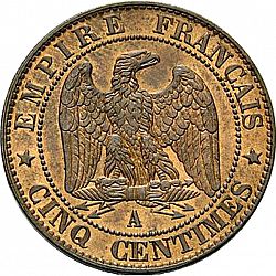 Large Reverse for 5 Centimes 1857 coin