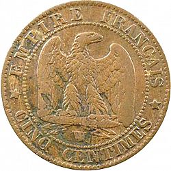 Large Reverse for 5 Centimes 1857 coin
