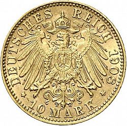 Large Reverse for 10 Mark 1908 coin