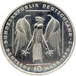 Large Obverse for 10 Mark 1990 coin