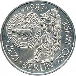 Large Reverse for 10 Mark 1987 coin