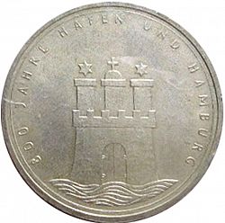 Large Reverse for 10 Mark 1989 coin