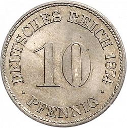Large Obverse for 10 Pfenning 1874 coin
