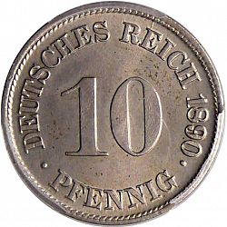 Large Obverse for 10 Pfenning 1890 coin