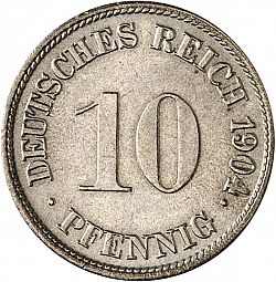Large Obverse for 10 Pfenning 1904 coin