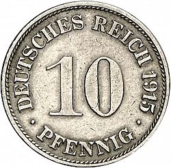 Large Obverse for 10 Pfenning 1915 coin