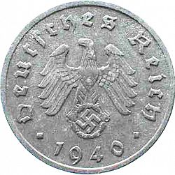 Large Obverse for 10 Reichspfenning 1940 coin