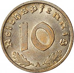 Large Reverse for 10 Reichspfenning 1936 coin