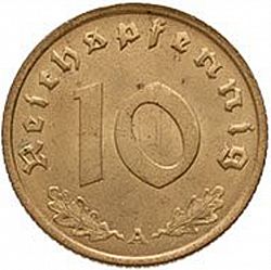 Large Reverse for 10 Reichspfenning 1937 coin