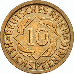 Large Obverse for 10 Pfenning 1928 coin