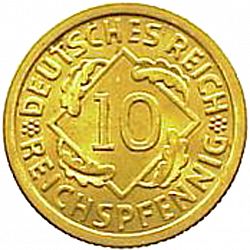 Large Obverse for 10 Pfenning 1936 coin