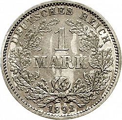Large Obverse for 1 Mark 1892 coin