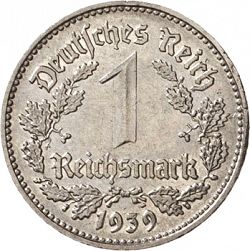 Large Reverse for 1 Reichsmark 1939 coin